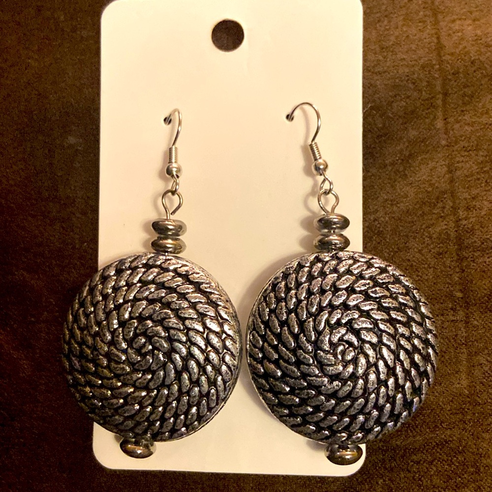 Spiral Pattern Silver Earrings